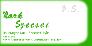 mark szecsei business card
